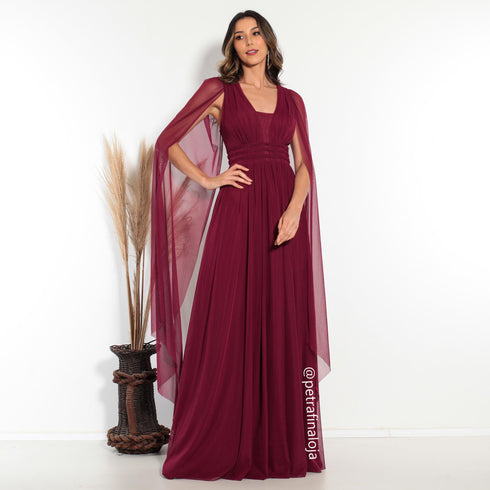 Vestido três listras pequenas com capa VESTIDO DE FESTA PETRA FINA
